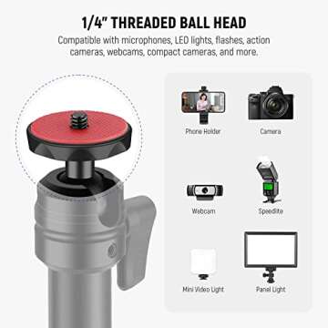 NEEWER 14.2"/36cm Flexible Holding Arm, Overhead Camera Stand with Extension Arm 360° Ball Head 22-28mm Adjustable Clamp for DSLR/Mirrorless Camera, Phone, LED Video Light, Webcam, CR221A