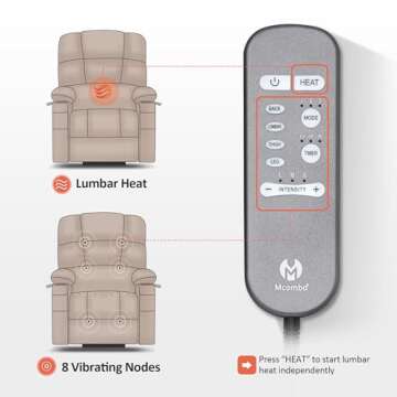 MCombo Large Lay Flat Dual Motor Power Lift Recliner Chair Sofa with Massage and Heat for Elderly People, Infinite Position, Faux Leather 7680 (Cream White, Large)