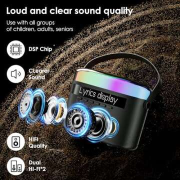 Konylsc Karaoke Machine: Dual Speakers, Bluetooth, Lyrics & Lights