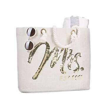 ELEGANTPARK Future Mrs. EST. 2021 Large Bride Tote Bag Personalized Wedding Bachelorette Bridal Show...