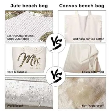 ELEGANTPARK Future Mrs. EST. 2021 Large Bride Tote Bag Personalized Wedding Bachelorette Bridal Shower Gifts Shoulder Bag Gold Sequin with Interior Pocket Jute