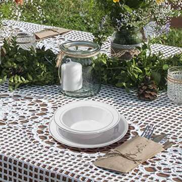 Elegant Silver Rimmed White Bowls - 50 Count - Ideal for Events & Parties!
