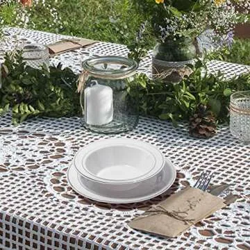 Elegant Silver Rimmed White Bowls - 50 Count - Ideal for Events & Parties!