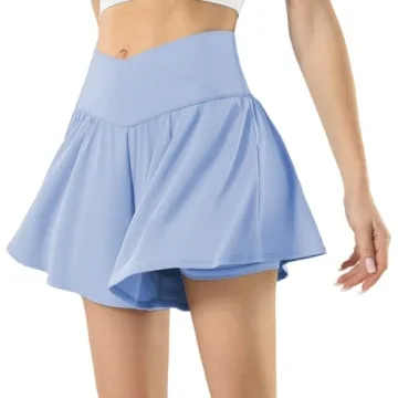 Maxbee Womens Tennis Skirt with Pockets Crossover High Waisted Athletic Shorts Golf Skorts Flowy Run...