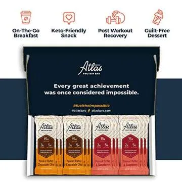 Atlas Bar - Keto Protein Bars, Peanut Butter Lover’s - High Protein, Low Sugar, Low Carb, Grass Fed Whey, Healthy Protein, Gluten Free, Soy Free (12-Pack)