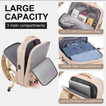 CLUCI Travel Backpack for Women 15.6 Inch College Computer Bag Laptop Backpack Purse with USB Charging Port,Carry on Backpack for Airplanes