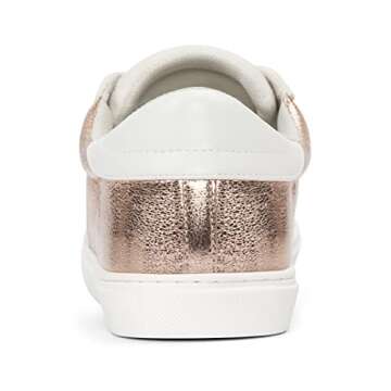 PARTY Women's Fashion Star Sneaker Lace Up Low Top Comfortable Cushioned Walking Shoes, Podcast-Rose Gold-8