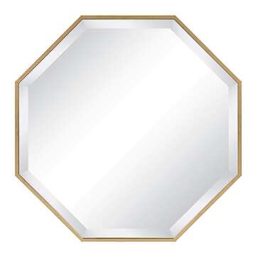 Kate and Laurel Rhodes Modern Octagon Wall Mirror, Gold 25x25 Inches