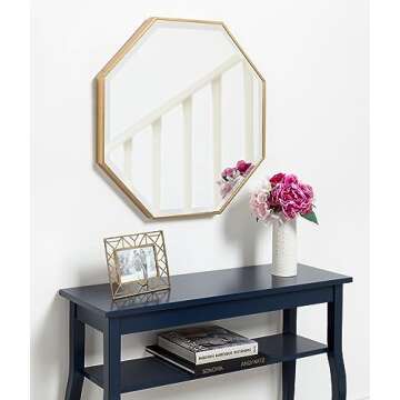 Kate and Laurel Rhodes Modern Octagon Wall Mirror, Gold 25x25 Inches