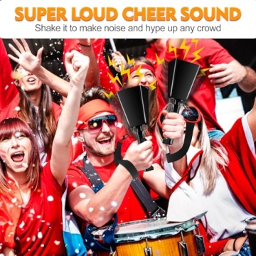 cyrico Cow Bell - 9 Inch Loud Steel Cowbells for Sporting Events, Black Hand Bells for Cheering and ...