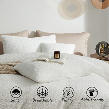CinYana Luxurious Sherpa Fleece Duvet Cover Set - King