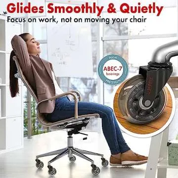 SEDDOX Office Chair Wheels Replacement Set of 5 - Heavy Duty & Safe for Floors