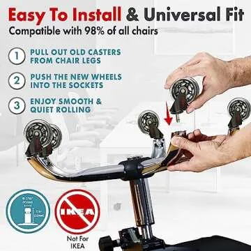 SEDDOX Office Chair Wheels - Smooth & Quiet Casters