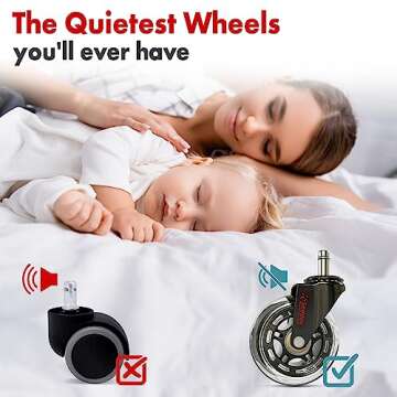 SEDDOX Office Chair Wheels Replacement Set of 5 - Desk Chair Casters for Hardwood & Carpet - Heavy Duty & Safe For All Floors - Universal Fit for Most Computer Gaming & Office Chairs - 3 Inch