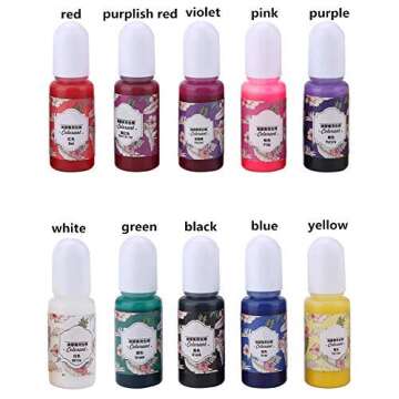 10 Colors 10ml Resin Coloring Dye Colorant Pigment Art Liquid Dye