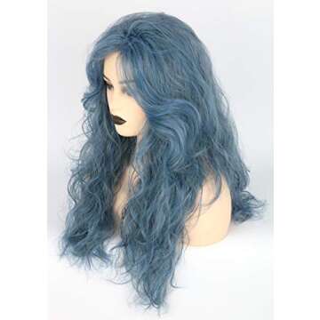 Topcosplay Women Wigs Wicth Ghost Wig Blue Grey Long Cosplay Halloween Costume Party Wig