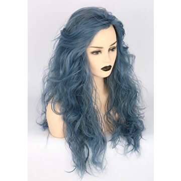 Topcosplay Women Wigs Wicth Ghost Wig Blue Grey Long Cosplay Halloween Costume Party Wig