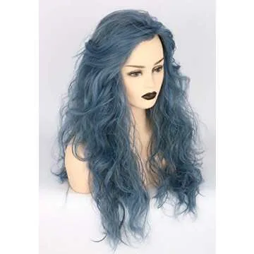 Topcosplay Women Wigs Wicth Ghost Wig Blue Grey Long Cosplay Halloween Costume Party Wig