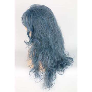 Topcosplay Women Wigs Wicth Ghost Wig Blue Grey Long Cosplay Halloween Costume Party Wig