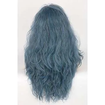 Topcosplay Women Wigs Wicth Ghost Wig Blue Grey Long Cosplay Halloween Costume Party Wig