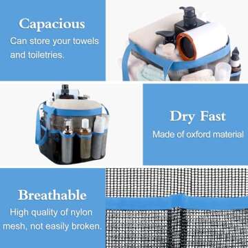 Attmu Mesh Shower Caddy Portable, Quick Dry Hanging Shower Tote Bag for College Dorm Room Essentials...
