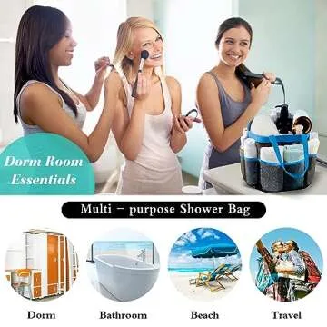 Attmu Mesh Shower Caddy Portable, Quick Dry Hanging Shower Tote Bag for College Dorm Room Essentials, Large Capacity Shower Caddy Dorm for Bathroom Gym Swimming