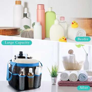 Attmu Mesh Shower Caddy Portable, Quick Dry Hanging Shower Tote Bag for College Dorm Room Essentials, Large Capacity Shower Caddy Dorm for Bathroom Gym Swimming