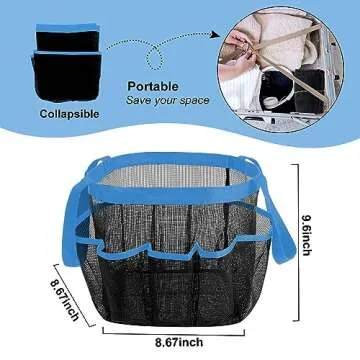 Attmu Mesh Shower Caddy Portable, Quick Dry Hanging Shower Tote Bag for College Dorm Room Essentials, Large Capacity Shower Caddy Dorm for Bathroom Gym Swimming