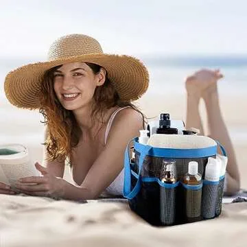 Attmu Mesh Shower Caddy Portable, Quick Dry Hanging Shower Tote Bag for College Dorm Room Essentials, Large Capacity Shower Caddy Dorm for Bathroom Gym Swimming