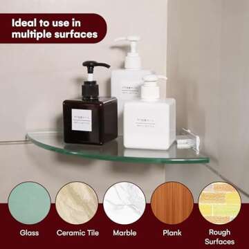 GeekDigg 2-Pack Glass Shelf Shower Caddie, Adhesive Shower Caddy Shower Shelves for Inside Shower, No Drill Adhesive Wall Mounted Bathroom Organizer Shelves with Aluminium Brackets