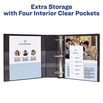 Avery Heavy-Duty View 3 Ring Binder, 2" One Touch Slant Rings, 2.8 Inch Wide Spine, Customizable Clear Cover, Ideal for School, Office, and Home Organization, 1 Light Blue Binder (05501)