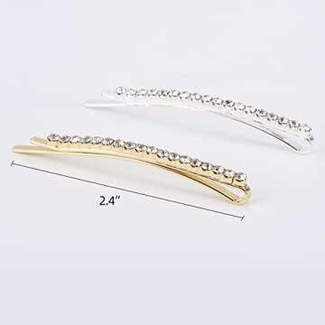 20 Pieces Rhinestone Bobby Pins Crystal Hair Clips with Gold and Silver Diamonds