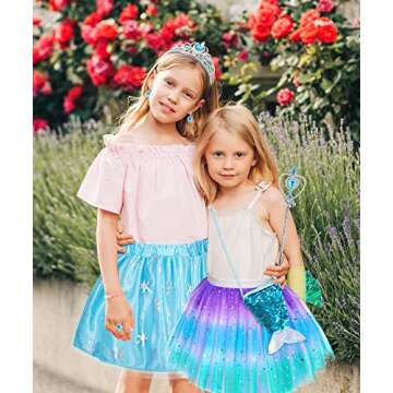 STOPKLAS Little Girls Dress Up Costume Set, Fairy and Mermaid Princess Dress Up Clothes Pretend Play Costume for Toddler Girl 3 4 5 6