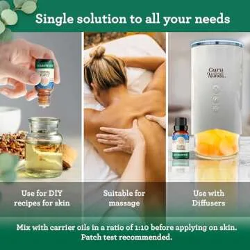 GuruNanda Eucalyptus Essential Oil -100% Pure, Natural and Undiluted Aromatherapy Oil for Diffusers - Aids in Congestion Relief - Perfect for Massages (0.5 Fl Oz)