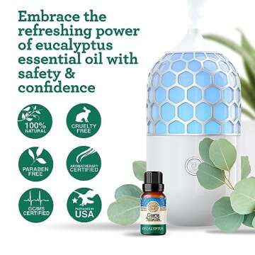 GuruNanda Eucalyptus Essential Oil -100% Pure, Natural and Undiluted Aromatherapy Oil for Diffusers - Aids in Congestion Relief - Perfect for Massages (0.5 Fl Oz)