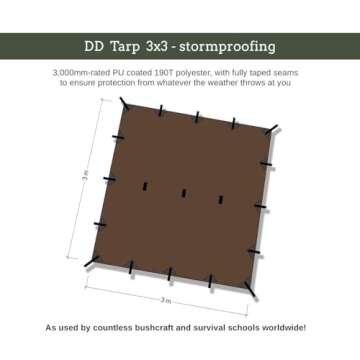 DD Tarp 3x3 - Lightweight Waterproof Camping Tarp