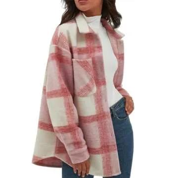 CHYRII Women's Cozy Flannel Plaid Shacket with Pockets