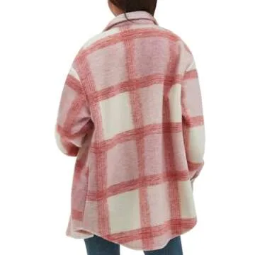 CHYRII Women's Cozy Flannel Plaid Shacket with Pockets