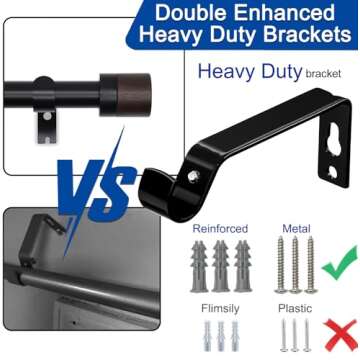 Wood Curtain Rods for Windows: 1 Inch Diameter Heavy Duty Adjustable Curtain Rod 48" to 84", Decorative Single Window Curtain Rods with Imitation Wood Grain Finials,Window Drapery Rod for Bedroom