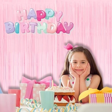 Macaron Pink Foil Fringe Curtains for Festive Events