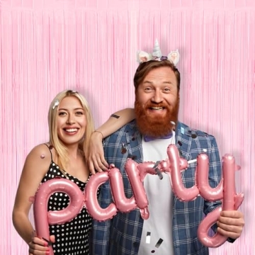 Macaron Pink Foil Fringe Curtains for Festive Events