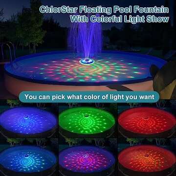 ChlorStar Floating Pool Fountain with Underwater Light Show,Pool Water Fountain Pump for Pond With R...