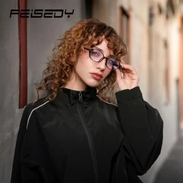 FEISEDY Oval Blue Light Glasses Stylish Lightweight Eyewear