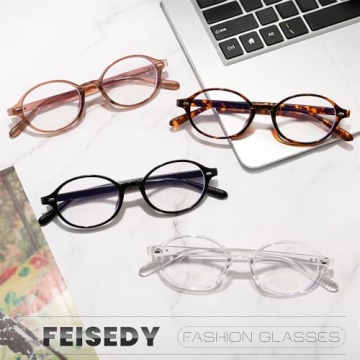 FEISEDY Oval Blue Light Glasses Stylish Lightweight Eyewear