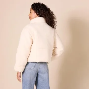 Stylish Cropped Teddy Fleece Puffer Jacket for Winter