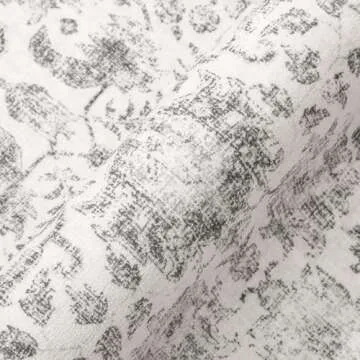 PureCozy Gray Area Rug 8x10 Machine Washable Large Vintage Living Room Distressed Non Slip Carpet Traditional Indoor Bedroom Grey Retro Floral Accent Throw Rug for Office Kitchen Dining Room