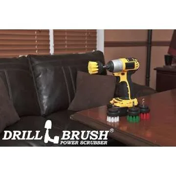 Drillbrush 4 Piece Drill Brush Small Cleaning Brushes for Use on Carpet, Tile, Shower Track, and Grout Lines - Rotating Cleaning Brush Attachment for Drill - Power Drill Cleaning Brush Attachment Set