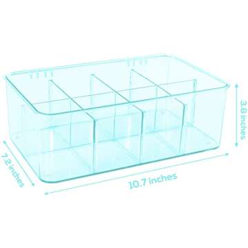 Utopia Home 3 Pack Tea Bag Organizer - Stackable Tea Bag Storage Organizer with Clear Top Lid- Tea bag holder For Counter tops, Kitchen Cabinets, Pantry, Sweeteners (Aqua)