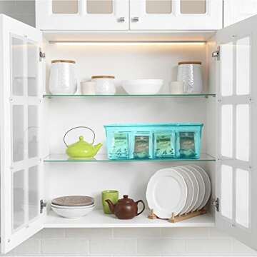 Utopia Home 3 Pack Tea Bag Organizer - Stackable Tea Bag Storage Organizer with Clear Top Lid- Tea bag holder For Counter tops, Kitchen Cabinets, Pantry, Sweeteners (Aqua)