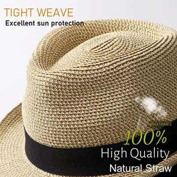 Womens Short Brim Straw Sun Hat - Packable & Stylish